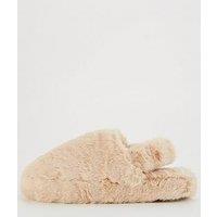 V By Very Faux Fur Mule With Elastic Back - Cream