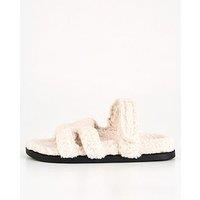 V By Very Borg Twin Strap Slipper - Cream