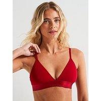 Calvin Klein Red Logo Lined Triangle Bralette - Red