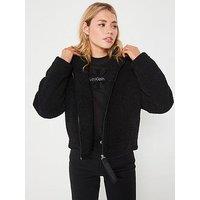 Calvin Klein Jeans Sherpa Zip Through Hoodie - Black