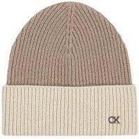 Calvin Klein Metal Logo Two Tone Beanie - Grey