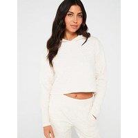 Calvin Klein Waffle Monogram Lounge Hoodie - Cream