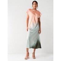 V By Very Ombre Satin Column Midaxi Dress - Pink