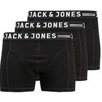Jack & Jones Plus 3-Pack Logo Waistband Trunks - Black