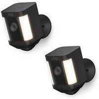 Ring Spotlight Camera Plus Smart Security Camera - Battery, White - Twin Pack
