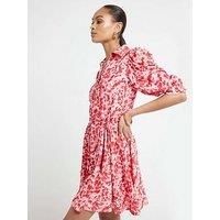 River Island Printed Shirt Dress - Red