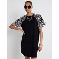 River Island Broderie Tea Dress - Black