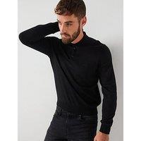 Boss Bono-L Regular Fit Long Sleeve Knitted Polo - Black
