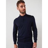Boss Bono-L Regular Fit Long Sleeve Knitted Polo - Navy