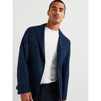 Boss C-Hanry Slim Fit Wool/Jersey Blend Patch Pocket Blazer - Navy