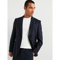 Boss H-Janson-233 Regular Fit Patch Pocket Wool Blazer - Navy