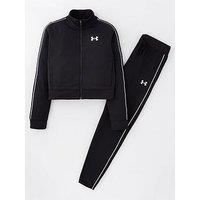 Under Armour Girls Training Icon Knit Crop Tracksuit - Black