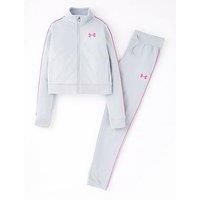 Under Armour Girls Training Icon Knit Crop Tracksuit - Grey