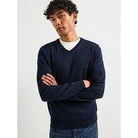 Boss Baram-L Regular Fit V Neck Knitted Jumper - Navy