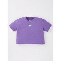 Under Armour Girls Training Crop Sportstyle Logo T-Shirt - Purple