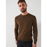 Boss Botto-L Regular Fit Crew Knitted Jumper - Brown