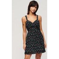 Superdry Lace Trim Floral Print Cami Dress - Black