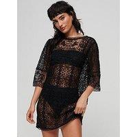 Superdry Beach Cover Up Lace Mini Dress - Black