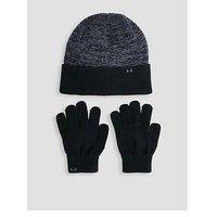 Under Armour Girls Training Beanie And Glove Combo Set - Black
