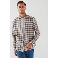 Boss C-Roan Slim Fit Brush Cotton Check Shirt - Beige