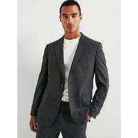 Boss H-Jasper Regular Fit Wool Stretch Suit Jacket - Dark Grey