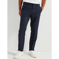 Boss H-Leon Regular Fit Checkwool Stretch Suit Trousers - Dark Blue