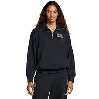 Under Armour Women'S Training Icon Heavyweight Terry Oversized 1/4 Zip Sweatshirt- Black