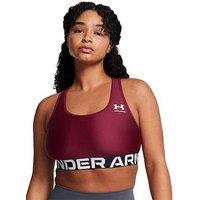 Under Armour Womens Training Heat Gear Authentics Mid Support Branded Sports Bra - Burgundy