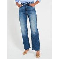 V By Very Comfort Stretch Wide Leg Jeans - Midi Wash