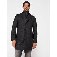 Boss H-Hyde Slim Fit Inner Bib Overcoat - Black