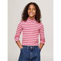 Tommy Hilfiger Girls Mock Neck Long Sleeve Rib Top - Pink