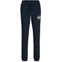 Jack & Jones Junior Boys 2 Colour Logo Sweat Pants - Navy Blazer