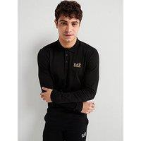 Ea7 Emporio Armani Core Id Left Chest Logo Long Sleeve Polo Shirt - Black