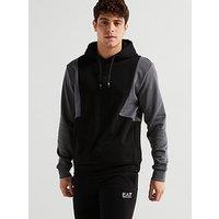 Ea7 Emporio Armani Colour Block Logo Hoodie - Black