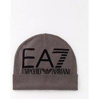 Ea7 Emporio Armani Contrast Logo Beanie Hat - Dark Grey