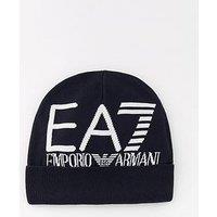 Ea7 Emporio Armani Contrast Logo Beanie Hat - Dark Blue