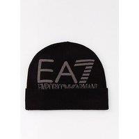 Ea7 Emporio Armani Contrast Logo Beanie Hat - Black