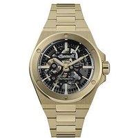 Ingersoll 1892 The Baller Automatic Mens Watch With Black Skeleton Dial And Gold Bracelet - I15001