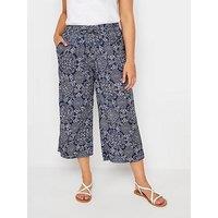 M&Co Navy And White Tile Print Culottes