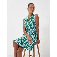 Crew Clothing Tie Neck Printed Shift Dress - Green
