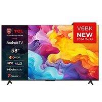 Tcl 58V6Bk, 58 Inch, 4K Uhd Hdr, Frameless Android Tv