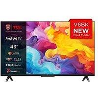 Tcl 43V6Bk, 43 Inch, 4K Uhd Hdr, Frameless Android Tv