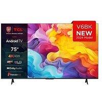 Tcl 75V6Bk, 75 Inch, 4K Uhd Hdr, Frameless Android Tv