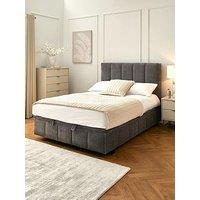 Very Home Remy End Lift Up Storage Ottoman Bed With Mattress Options (Buy & Save!) - Grey - Bed Frame With Microquilt Mattress