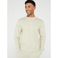 Boss Wesmallcrew Relaxed Fit Centre Logo Crew Sweat - Light Beige