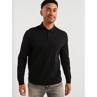 Boss Interlock Regular Fit Long Sleeve Polo Shirt - Black