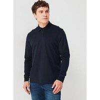 Boss Pe Interlock Regular Fit Long Sleeve Jersey Polo Shirt - Navy
