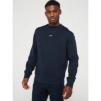 Boss Wesmallcrew Relaxed Fit Centre Logo Crew Sweat - Dark Blue