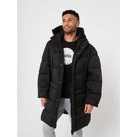 Boss Olomis1 Relaxed Fit Longline Quilted Parka - Black