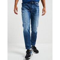 Boss Remaine Bo-Bf Regular Fit Rip & Repair Jeans - Midi Wash